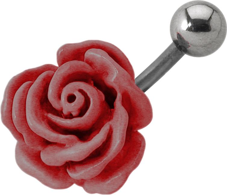 Bauchnabelpiercing rote Rose Stahl Banane