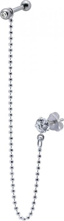 🦚 Helix Tragus Piercing Ohr Stecker versilbert mit Kette 🦚 Helix Tragus Piercing Ohr Stecker versilbert mit Kette