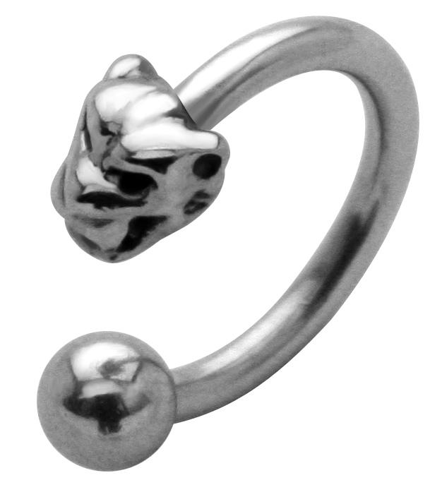 Circular Hufeisen Piercing Tiger und Kugel Stahl 1,2 x 10 mm