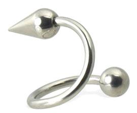 3194_4 Piercing Spirale mit Teardrop und Kugel in 1.2/1.6mm Stahl Twister