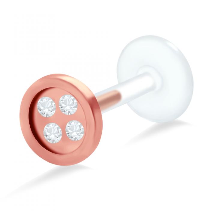 PTFE Tragus Labret Knopf silber schwarz goldfarbig roségoldfarbig