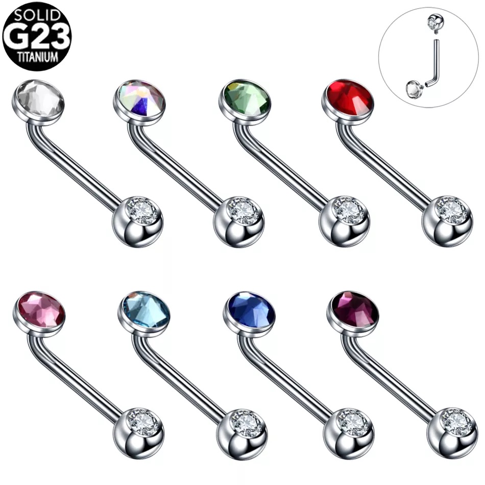 Piercing Christina Intimpiercing aus Titan G23 Innengewinde mit zwei Kristallen