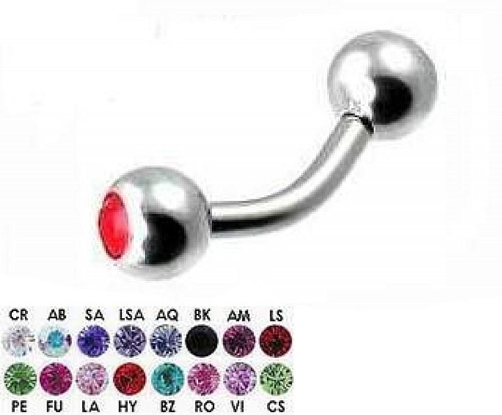 Piercing Banane Swarovski Kristall Kugel 14 Farben Titan 1.2/1.6mm