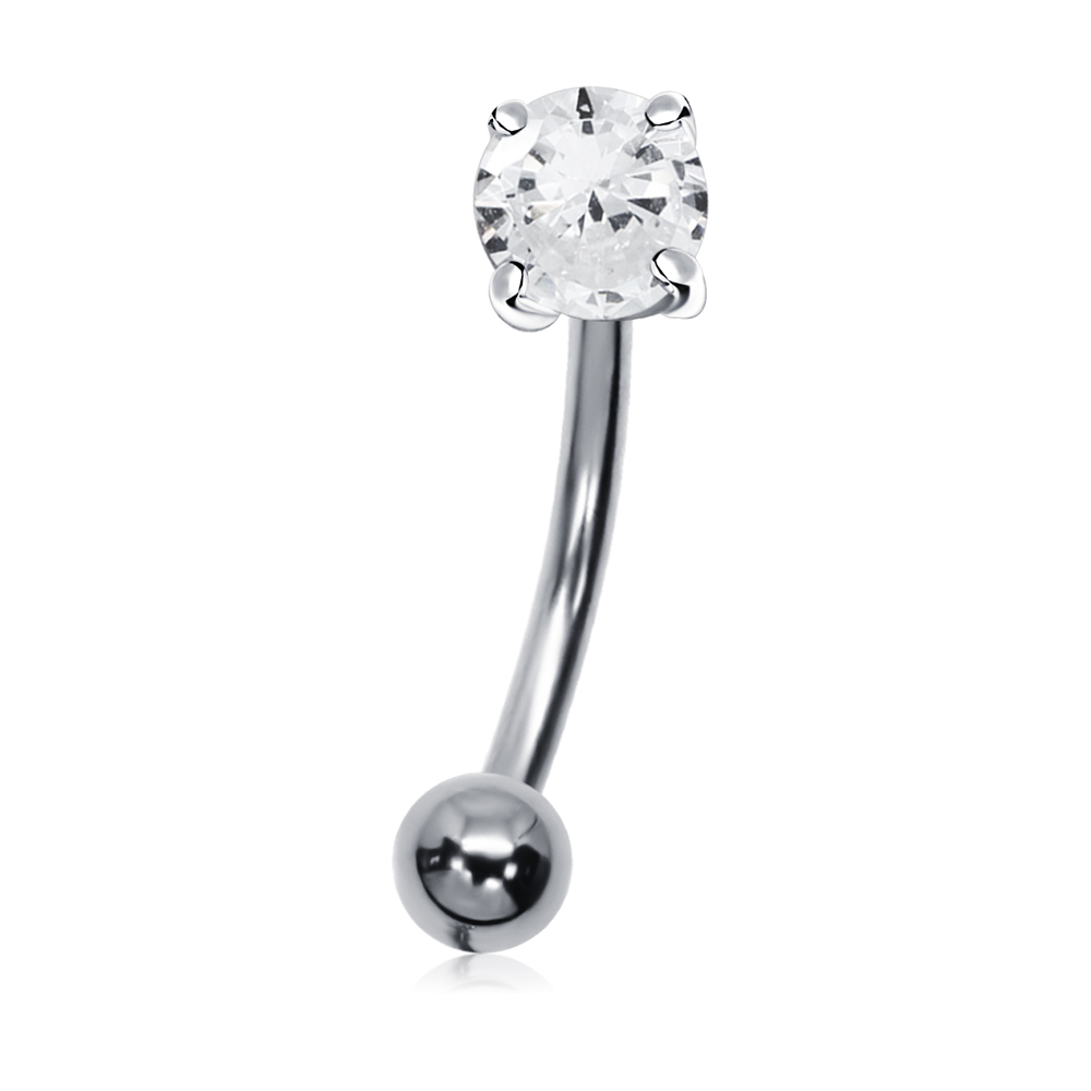 Augenbrauen Piercing mit Kristall Crystal Stahl Banane