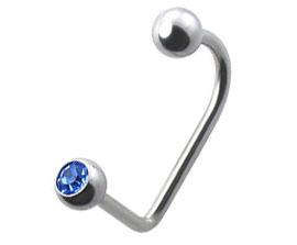 2585_5 Piercing Lip Hoop Lippenbügel mit Swarovski-Kristall Stabstärke: 1.2mm und 1.6mm