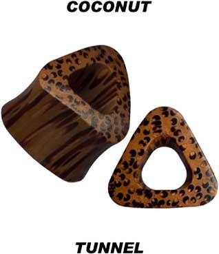 36084 Flesh Tunnel Double Flared Dreieck Kokos Holz Ohrpiercing