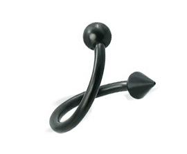 2007_5 Piercing Spirale schwarz Spitze und Kugel Stahl 1.2 /1.6 mm Twister