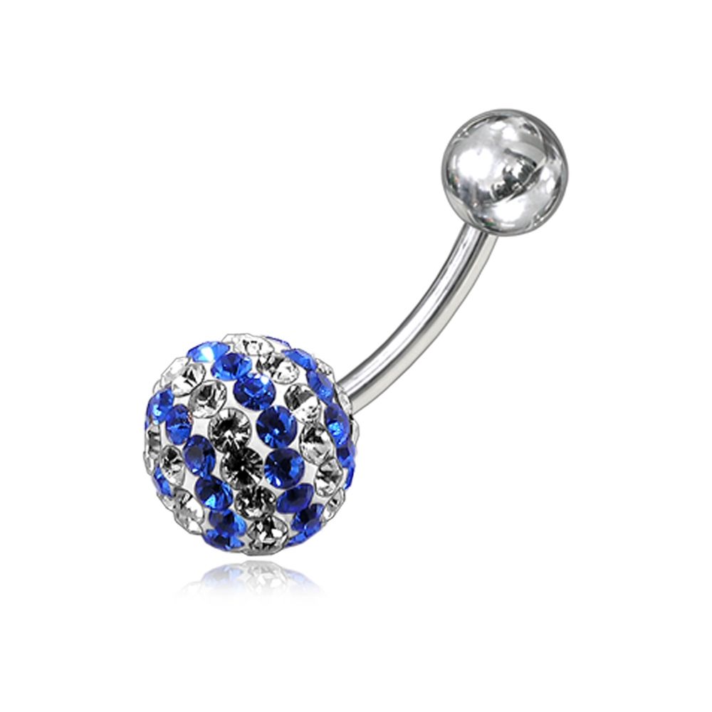 Bauchnabelpiercing Multi Kristall Klar/Blau Streifen Stahl Banane