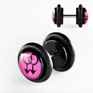 Ohr Piercing Fake Plug Pink Venus Zeichen Motiv Stahl Ohrstecker