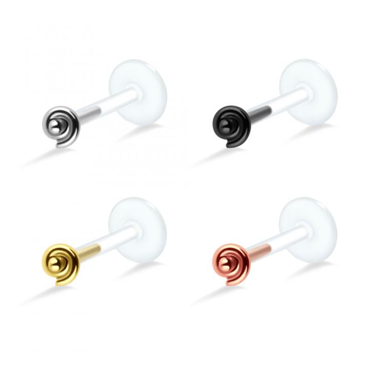 PTFE Tragus Labret Spirale silber schwarz goldfarbig roségoldfarbig