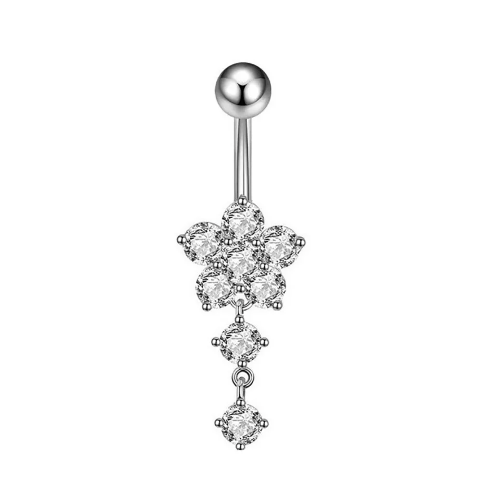 Bauchnabelpiercing Titan G23 mit Kristallblume