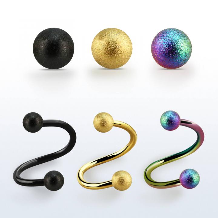 Spirale Twister schwarz goldfarbig regenbogenfarbig mit Diamantoptik-Kugeln