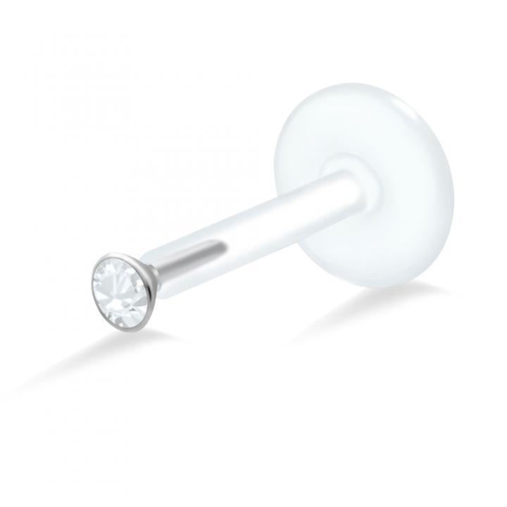 PTFE Tragus Labret 1.8mm-Kristall silber schwarz goldfarbig roségoldfarbig