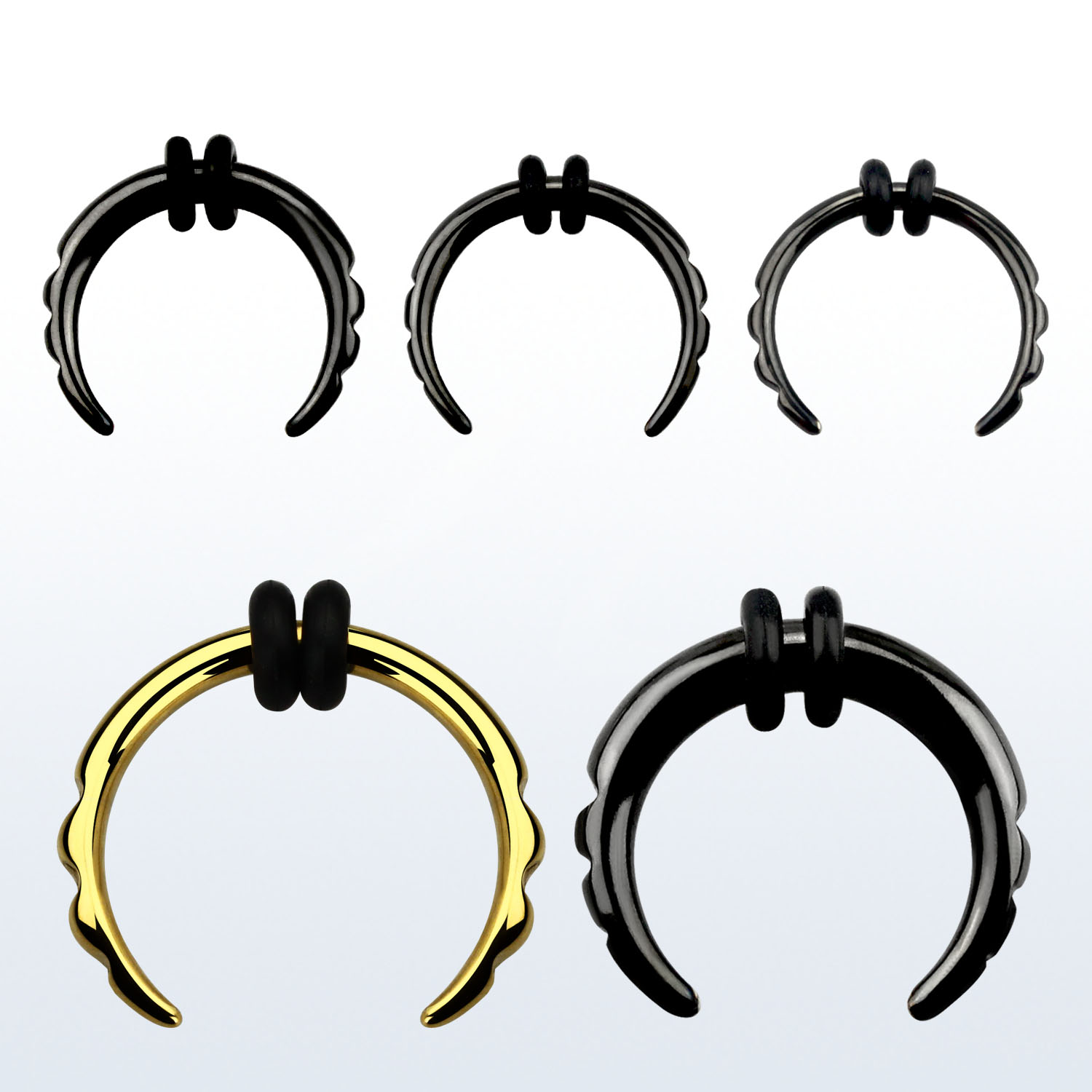 Septum Buffalo Claw Büffelring geriffelt schwarz oder goldfarbig Chirurgenstahl 316L