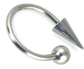 1821_4 Circular Hufeisen Piercing lange Spitze und Kugel 1,2/1,6mm Stahl