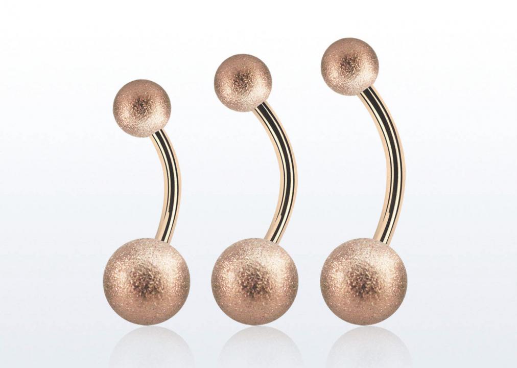 Banane Curved Barbell roségoldfarbig mit 5+8mm-Kugeln in Diamantoptik