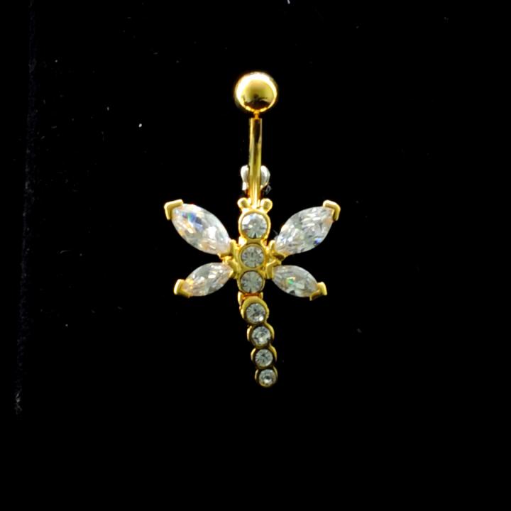 job_0106 Bauchnabelpiercing Titan 925er Silber-Motiv goldfarbig Schmetterling