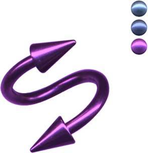 Piercing Spirale Spitzen farbiges Titan anodisiert 1,2/1,6 Twister