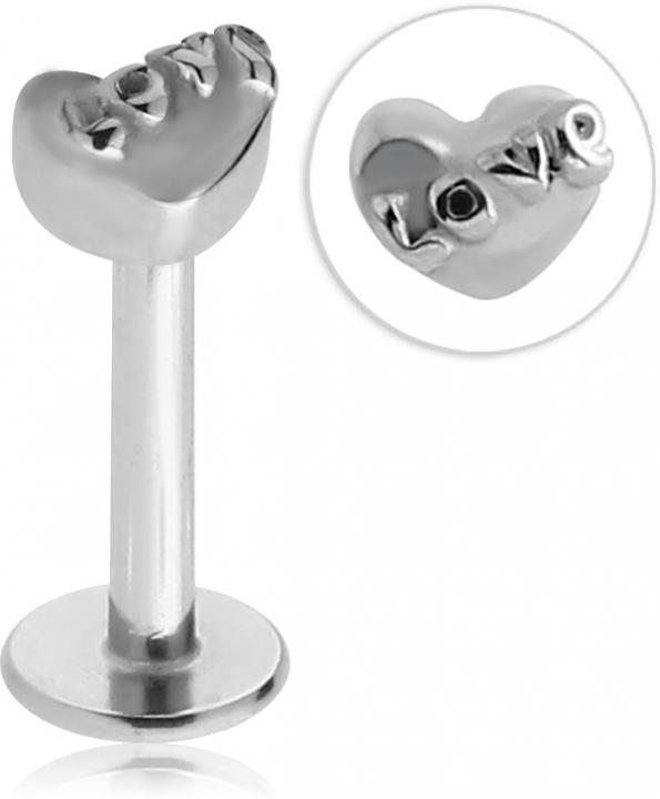 Piercing Labret Love Herz aus Stahl 1.2 x 6 mm Stecker