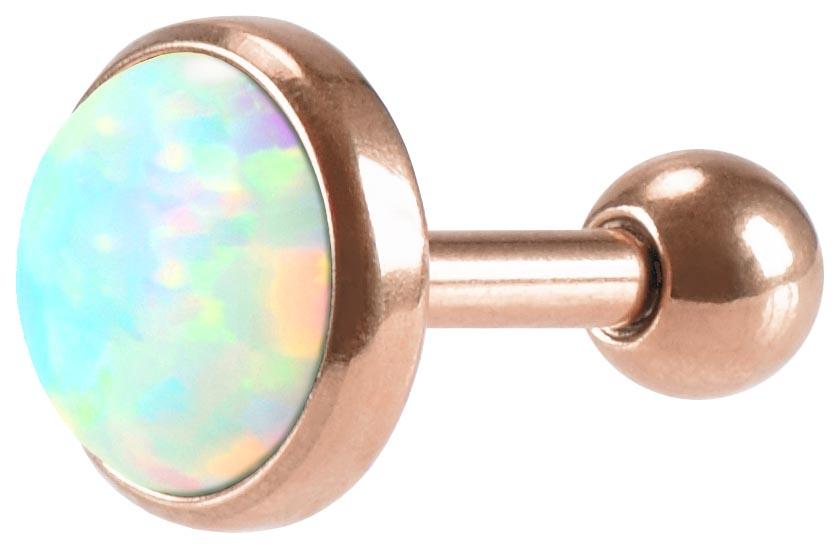 Helix Tragus Piercing silber schwarz gold rosé mit synthetischem Opal  1.2mm x 6mm