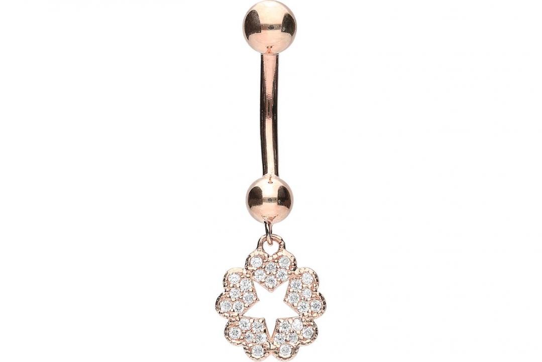 Bauchnabelpiercing 18karat Echtgold Roségold Herzen und Stern