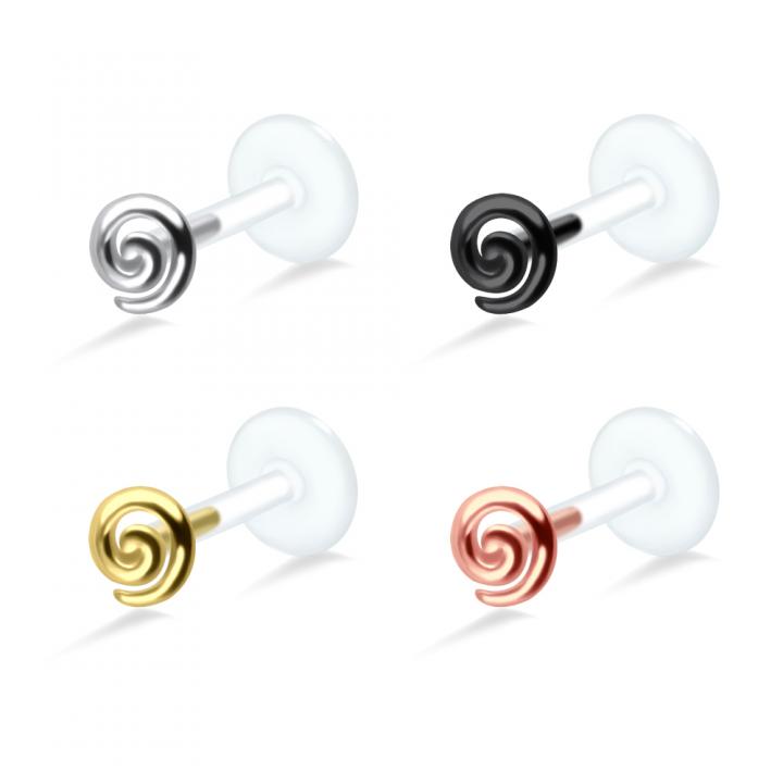 PTFE Tragus Labret Wirbel silber schwarz goldfarbig roségoldfarbig