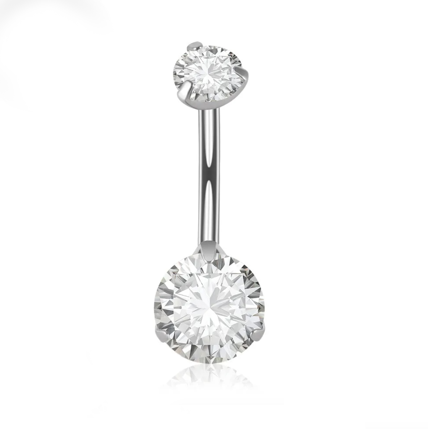 Bauchnabelpiercing Titan G23 mit eingefassten Kristallen kristallklar 8mm bis 14mm Stablänge