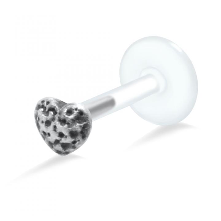 PTFE Tragus Labret Herz silber schwarz goldfarbig roségoldfarbig