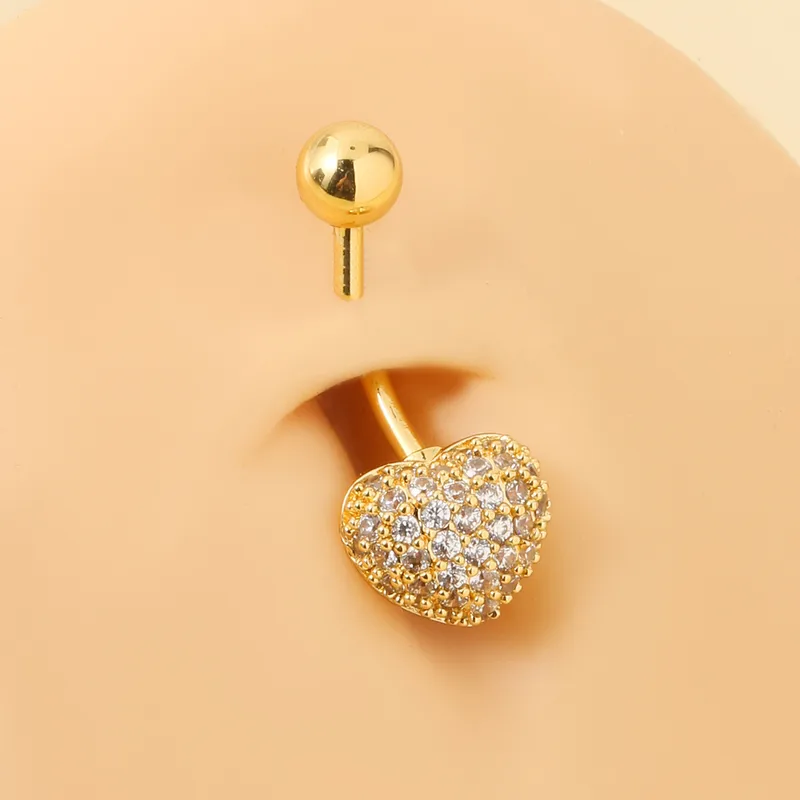Bauchnabelpiercing Chirurgenstahl 316L goldfarbig Kristallherz