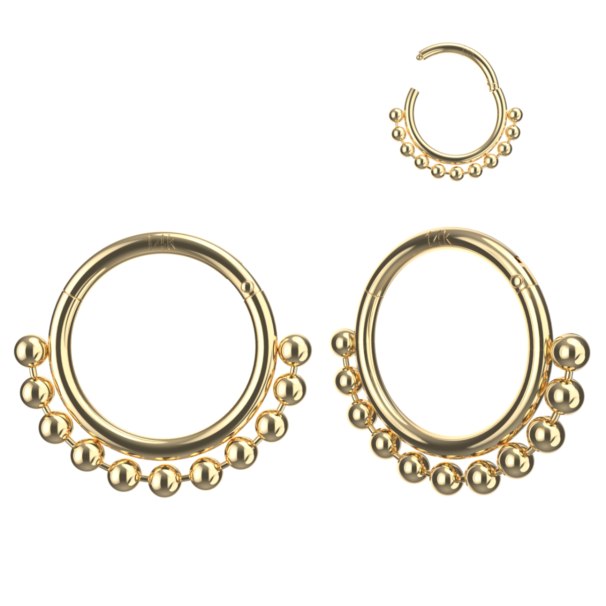Segmentring Clicker 14karat Gold Gelbgold elf Kugeln 1.0mm Stabstärke mit Geschenkbox Segmentring Clicker 14karat Gold Gelbgold elf Kugeln 1.0mm Stabstärke mit Geschenkbox