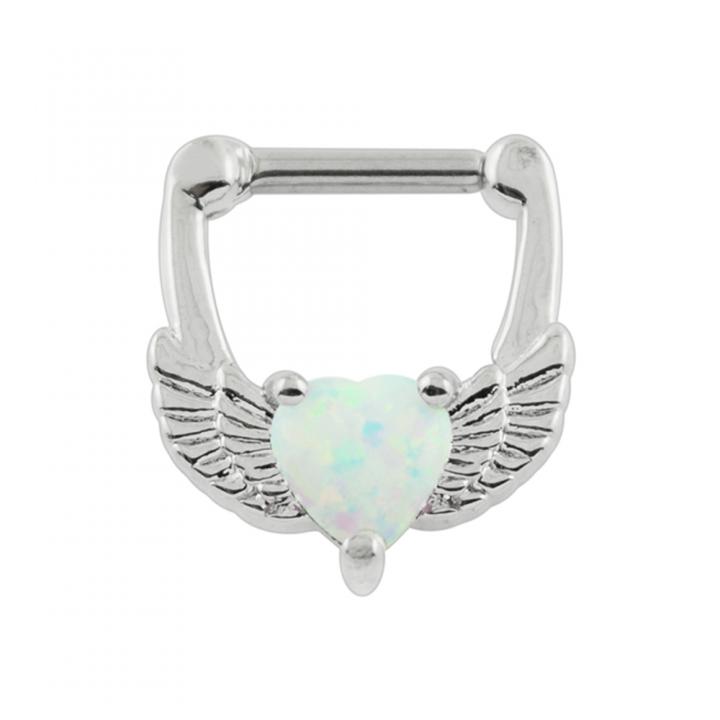 Septum Klicker Stahl  Opal Herz Nasenpiercing 1.2mm Stärke Septumpiercing