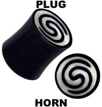 p3622_5 Plug Ohr Piercing Spirale aus Büffelhorn Organic schwarz