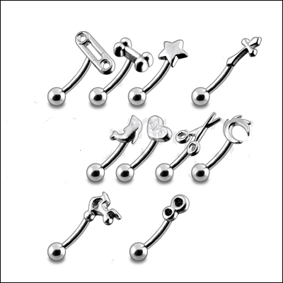 14301 Augenbrauenpiercing Kreuz Knochen Sicherheitsnadel 10 Motive
