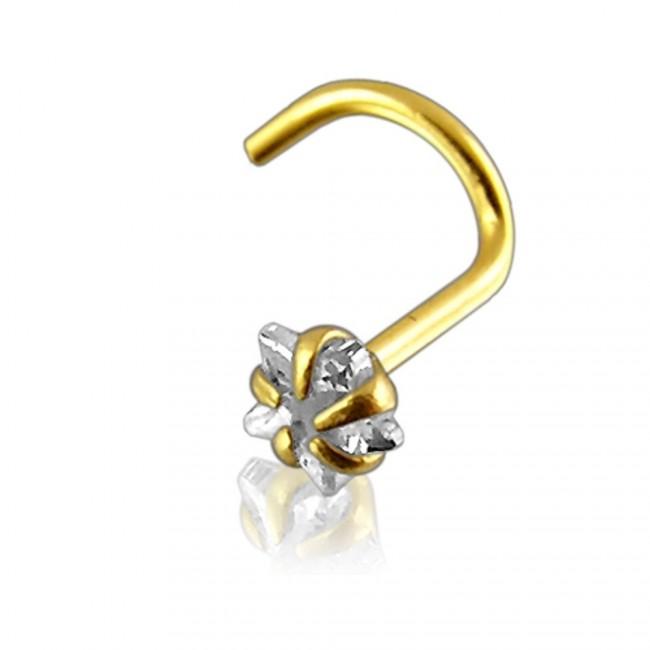 🦚 14karat Gold Nasenstecker Spirale Nasenpiercing Gelbgold mit 3mm Kristallstern 🦚 14karat Gold Nasenstecker Spirale Nasenpiercing Gelbgold mit 3mm Kristallstern