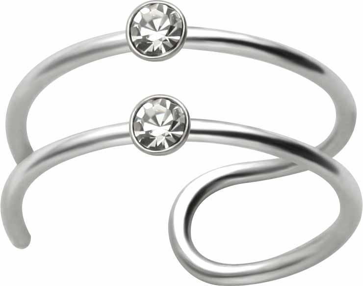 Ohrklemme 2 kleine klare Kristalle 925er Silber Fake Ohr Piercing