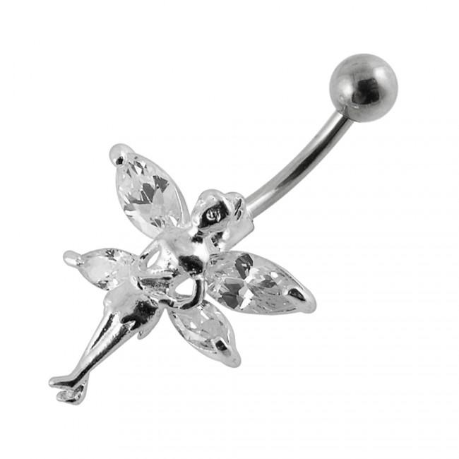 pbn0641cl Bauchnabelpiercing Chirurgenstahl 925er Silber-Motiv Elfe