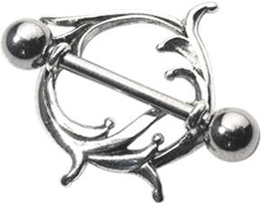 Brustwarzenpiercing Ornamente Schild mit Barbell Nipple Piercing