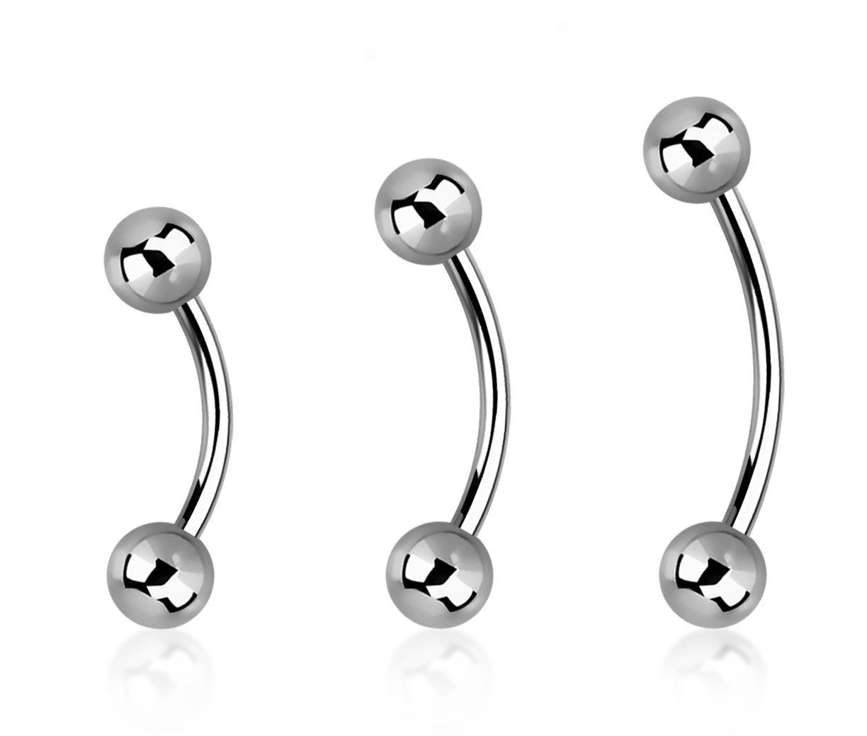 Banane Curved Barbell Titan G23 mit 3mm-Kugeln   0.8mm Stabstärke