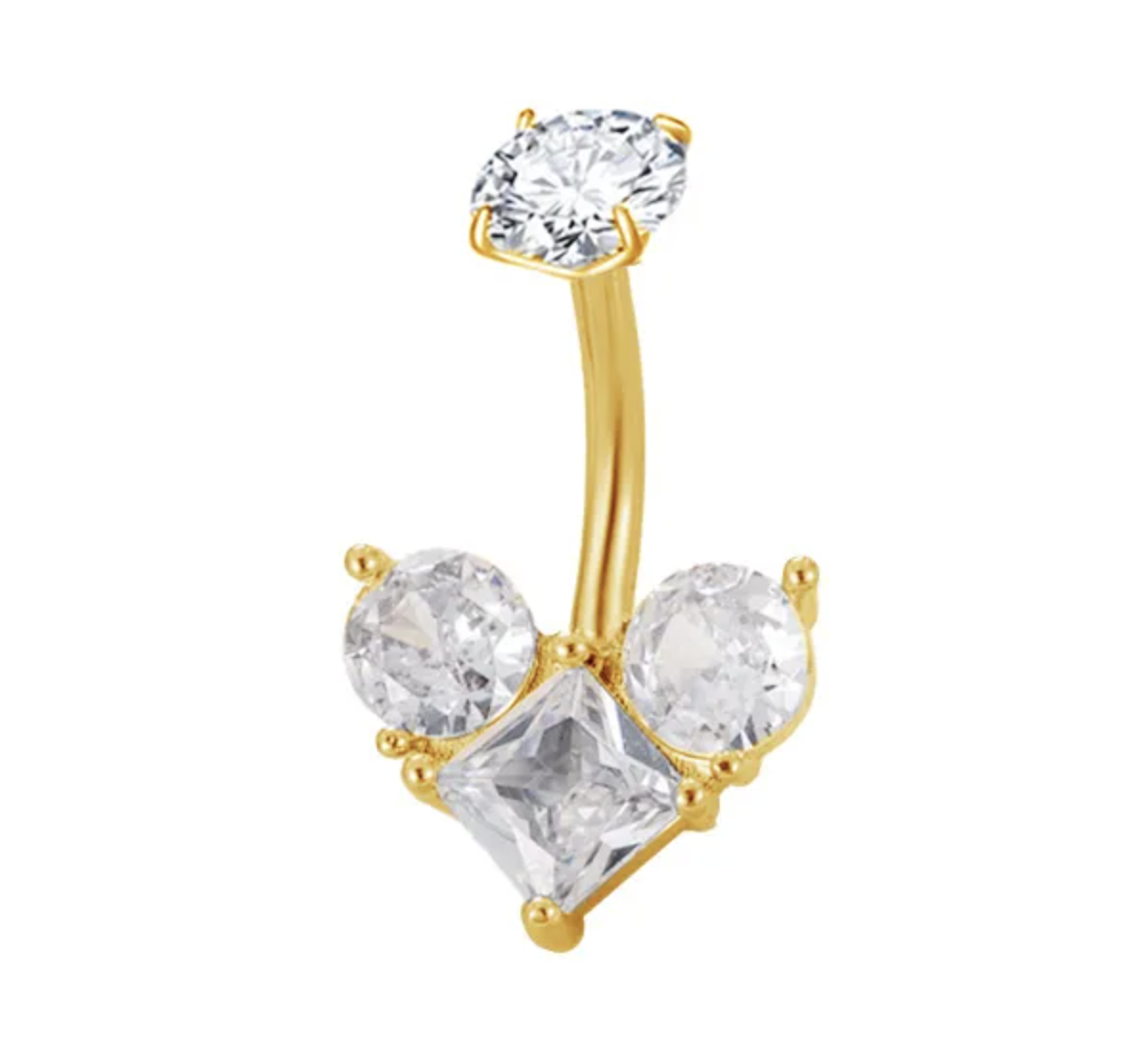 Bauchnabelpiercing Titan G23 goldfarbig mit Kristallmotiv
