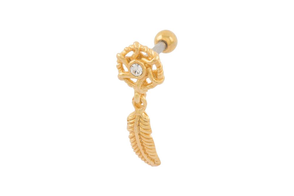 SO325 Helix Tragus Piercing Traumfänger Barbell Stahl vergoldet Ohr Piercing