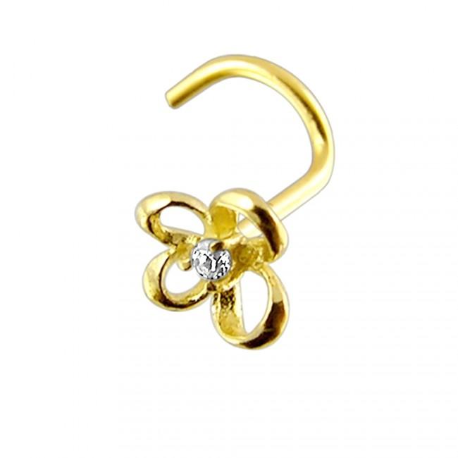14kns002cl 14karat Echtgold Nasenstecker Spirale Nasenpiercing Gelbgold Schmetterling