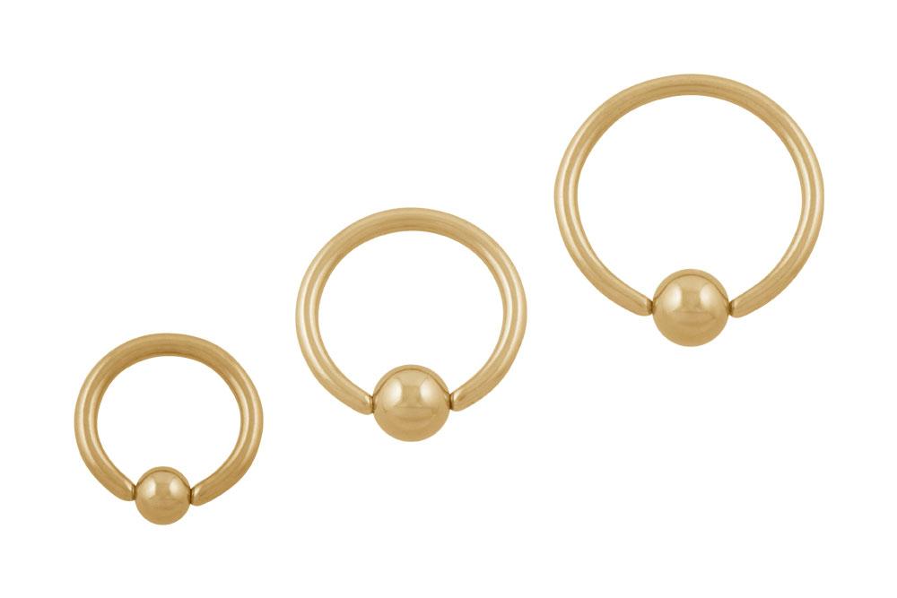 GL200c BCR Piercing Klemmkugelring Klemmring vergoldet Chirurgenstahl 1.2mm Stärke