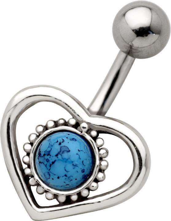 iai-02_kopie Bauchnabelpiercing Herz Türkis mit Halbedelstein