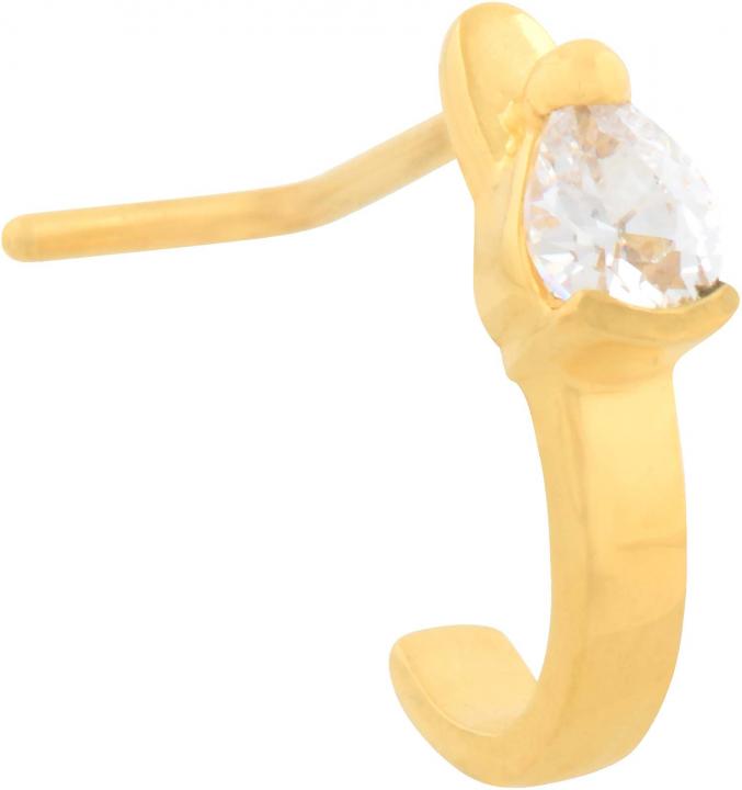 Nasenstecker Spirale Chirurgenstahl goldfarbig mit Kristall-Teardrop  0.8mm Stärke
