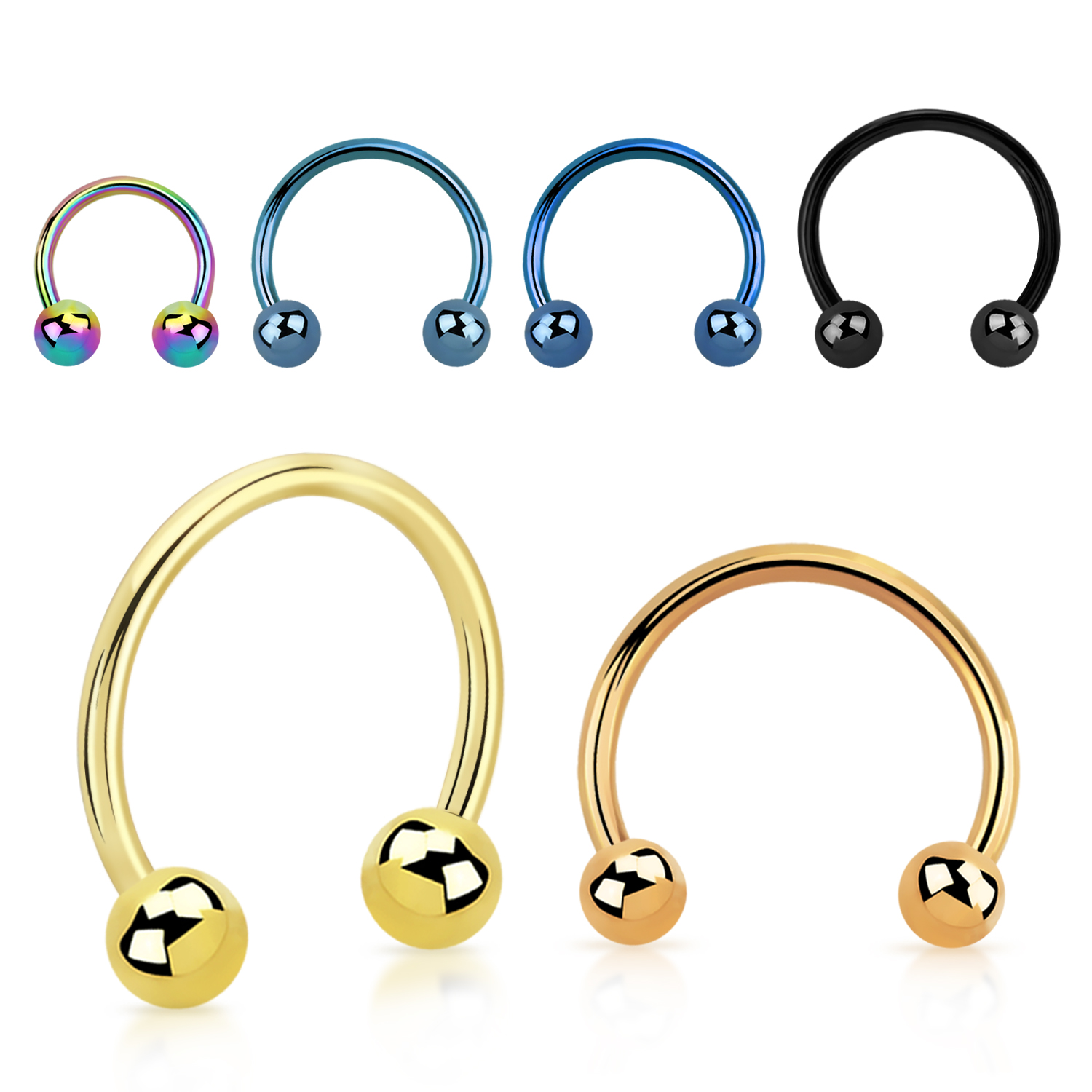 Hufeisen Circular Barbell goldfarbig schwarz roségoldfarbig blau regenbogen Stabstärke: 0.8mm