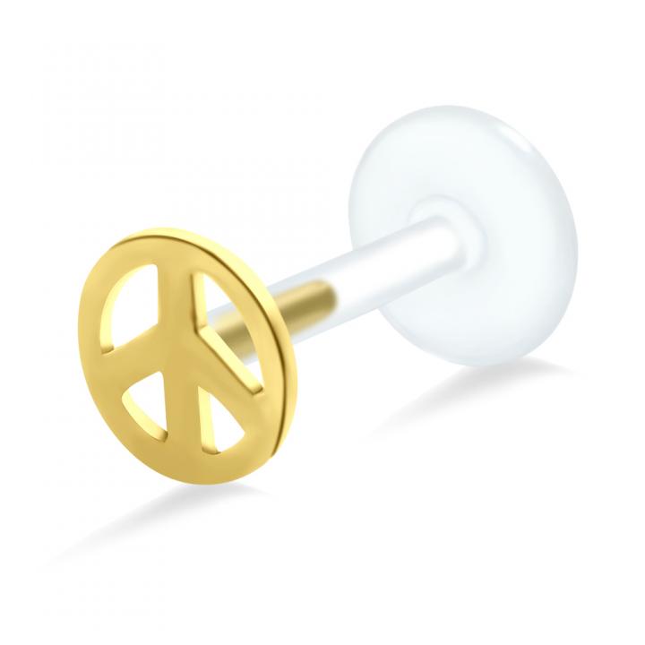 PTFE Tragus Labret Peace silber schwarz goldfarbig roségoldfarbig