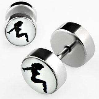 ipmf Piercing Fake Ohr Plug Frau Mädchen Girl Motiv Stahl Ohrstecker