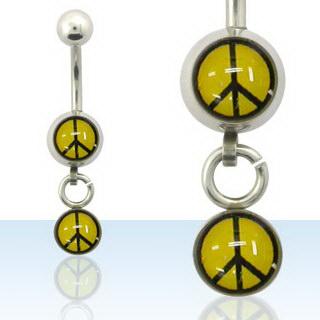 Bauchnabelpiercing Peace Zeichen Anhänger Punk Motiv