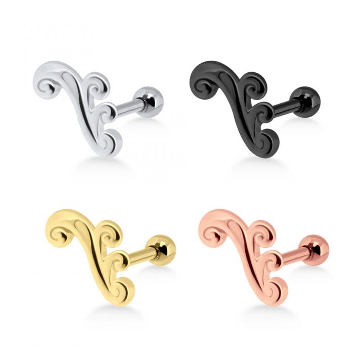 Helix Tragus Piercing florales Design silberfarbig schwarz goldfarbig roségoldfarbig