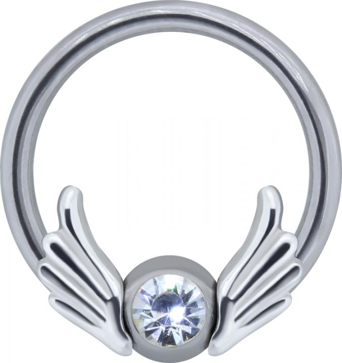 BCR Ring Kristall mit Flügel Klemmring Augenbrauen Piercing